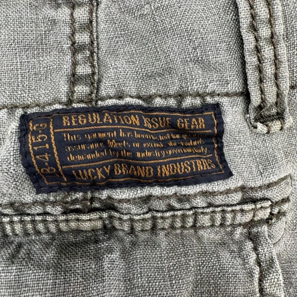 Lucky Brand Linen Shorts‎ Mens 40 Green Good Regulation Issue Gear 100% Linen